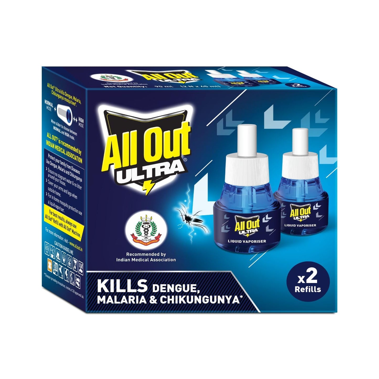 All Out Ultra Liquid Vaporiser Mosquito Repellent Refills, 45 ml (Pack of 2)
