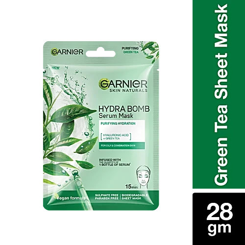 Garnier Hydra Bomb Face Serum Sheet Mask - Makes Skin Supple & Moisturised, 28 g