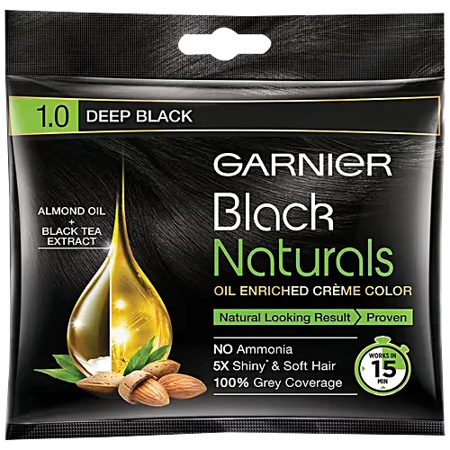 Garnier Natural Deep Black Hair Colour Shade No 1.0 20 ml + 20 g