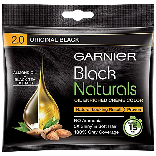 Garnier Natural Original Black Hair Colour Shade No 2.0 20 ml + 20 g