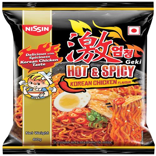Nissin Geki - Hot & Spicy Korean Chicken Flavoured Ramen Instant Noodles, 80 g