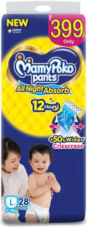 MamyPoko Pants Standard Pant Style Diapers (L) 28 pants