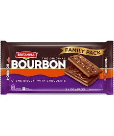 Britannia Bourbon Chocolate Cream Biscuits, 5Nx100g = 500g